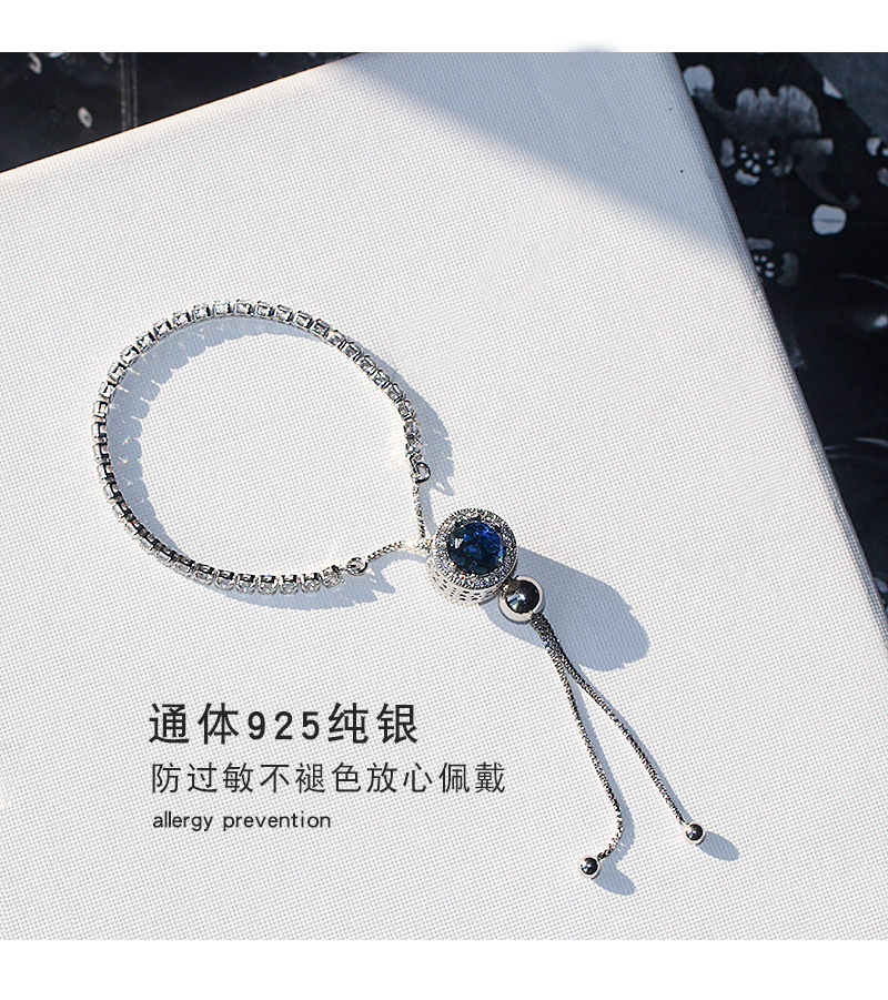 S925 sterling bạc đại dương trái tim vòng cổ nữ pha lê opal chuỗi mặt dây chuyền say mê ánh trăng vòng tay chuỗi áo len - Vòng đeo tay Clasp vòng tay nữ