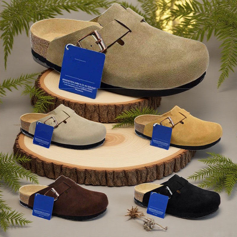 Boken Closed-Toe Half-Slip-On Men's Clogs, Soft Cork Sole Unisex Shoes, Boston Series Correct Lettering Boken Closed-Toe Half-Slip-On Men's Clogs, Soft Cork Sole Unisex Shoes, Boston Series Correct Lettering