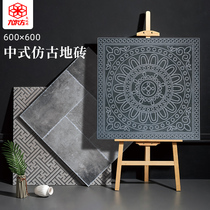 Chinese antique floor tiles courtyard 600x600 Ming Qingfeng decoration Huizhou Villa courtyard Tang Lotus retro floor tiles