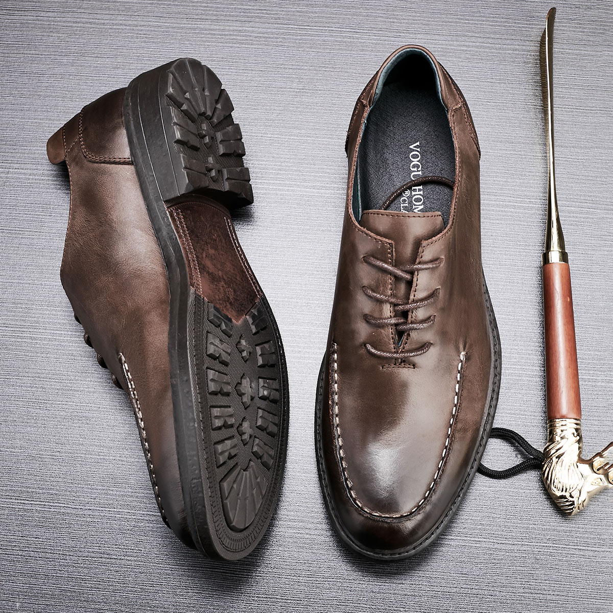 Business men's Korean version of leather men's shoes trend shoes casual leather shoes leather British retro all-match small leather shoes