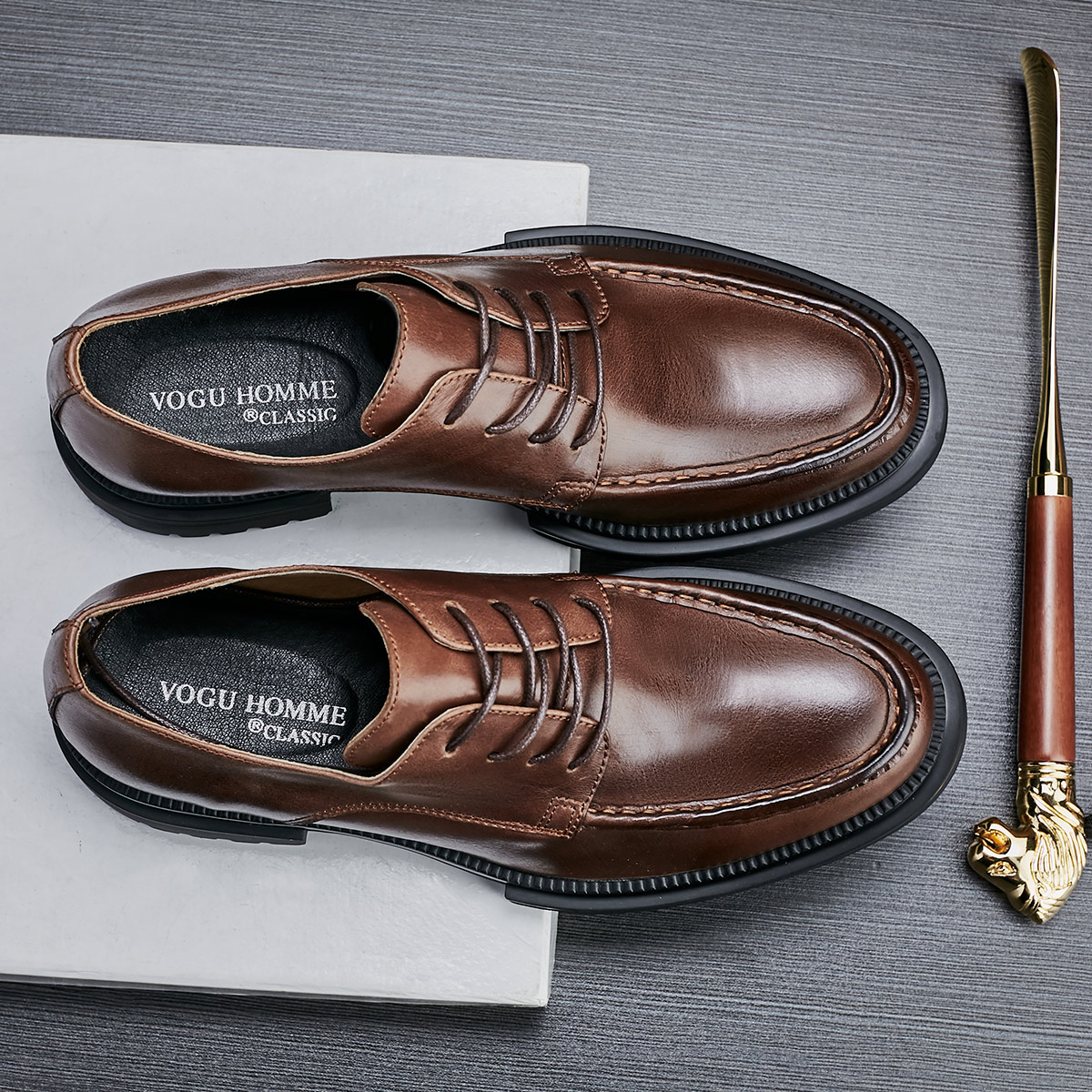 Leather shoes men's autumn new business casual shoes thick-soled fashion tooling shoes lace-up breathable small leather shoes youth trend