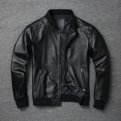 Factory direct sales of cowhide leather jackets, men's genuine leather baseball bats, men's fitted stand-up collar short motorcycle jackets, plus-size coats