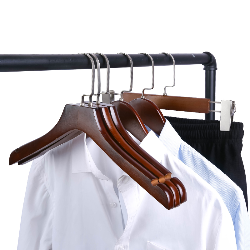 Solid wooden clothes store anti-slip pants skirt jacket rack suit suit for shoulder-proof corner wooden hanging support