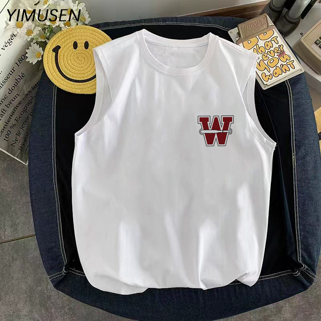 Summer sleeveless t-shirt male oversize tide brand sports basketball sweat vest ins street hip-hop vest shoulder clothes