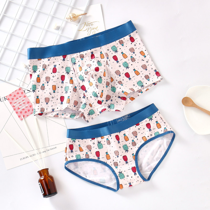 Couple underwear 2018 new couple underwear men's flat angle female triangle underwear cute personality creative suit