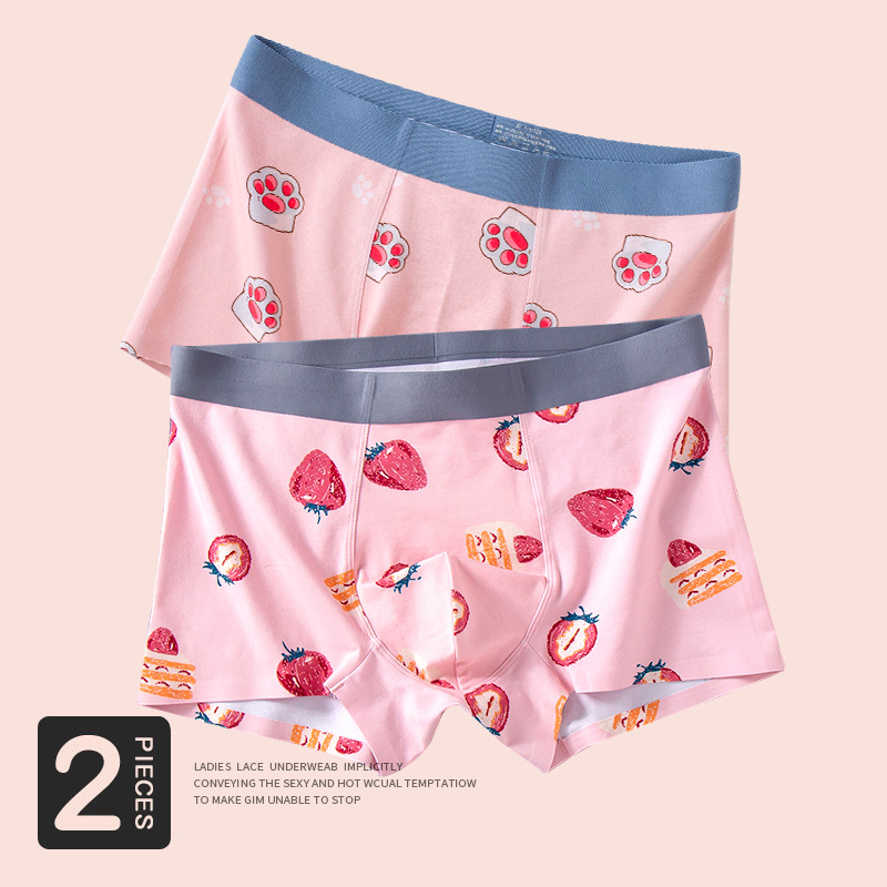 Pink Men's Underwear, Men's Modal Pure Cotton Cartoon Cute Boxer Briefs, Loose, Trendy and Personalized, 2026 New Style