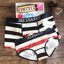 Jiangbang New striped couples underwear cotton cute modal summer underwear men and women personality creative set