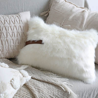 Qingcang Yicai's modern, simple and elegant European-style leather spliced model room sofa decoration, square pillow cushions, throw pillows, waist pillowcases