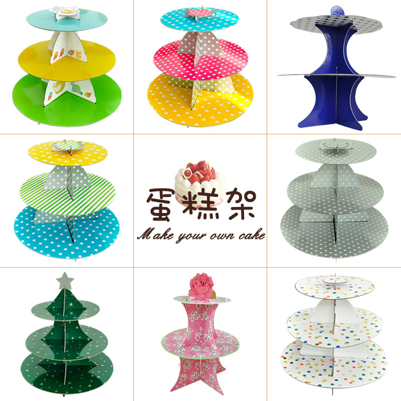 Paper Triple Layer Cup Cake Rack Nursery Dessert Rack Refreshment Multi-story Birthday Cake Shelving Party Decorative Arrangement