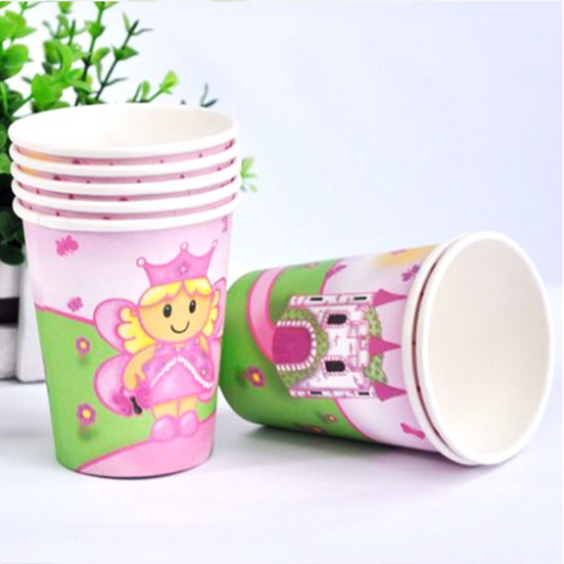 Princess Pink Themed Children Girl Birthday Party One-off Cartoon Printed Cupcake Cups 8 clothes