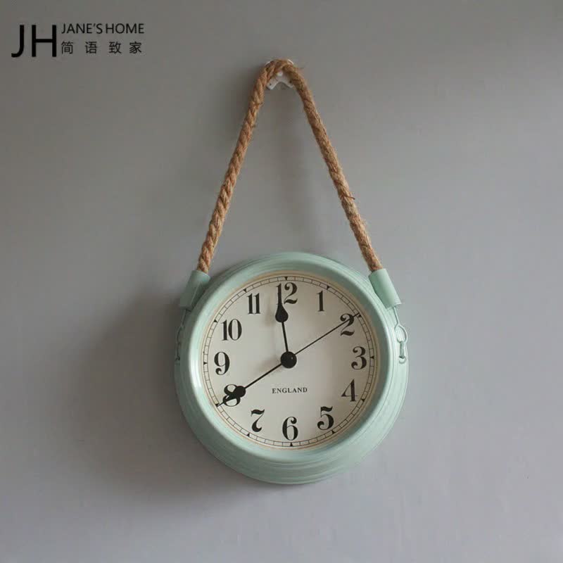 American Countryside Living Room Silent Hanging Bell Brief Modern Metal Creative Fashion Hemp Rope Bedroom Clock Watch Hang Watch