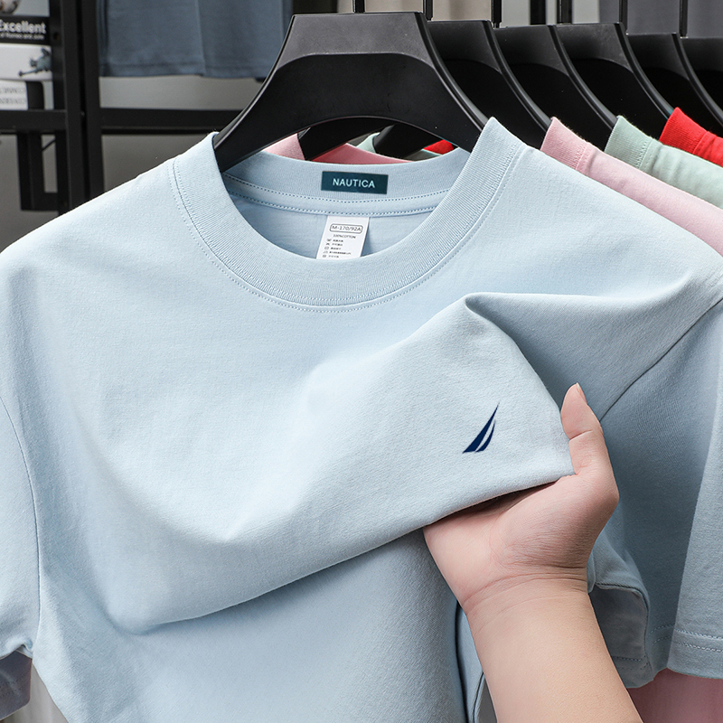 Nautica/Notica Summer New Short-Sleeved T-Shirt for Men, Fashionable, Casual, Slightly Elastic, Pure Cotton, Round Neck, Loose Men's Clothing