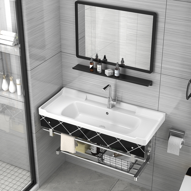 Hanging Wall Type Washbasin Ceramic Washbasin Integrated Table Basin Brief small family Type Balcony Face Pool Tray Bracket Stainless Steel