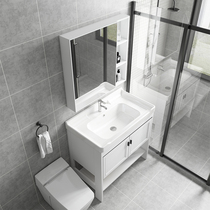 Nordic space aluminum bathroom cabinet combination sink Ceramic washbasin countertop basin washbasin One-piece washbasin cabinet