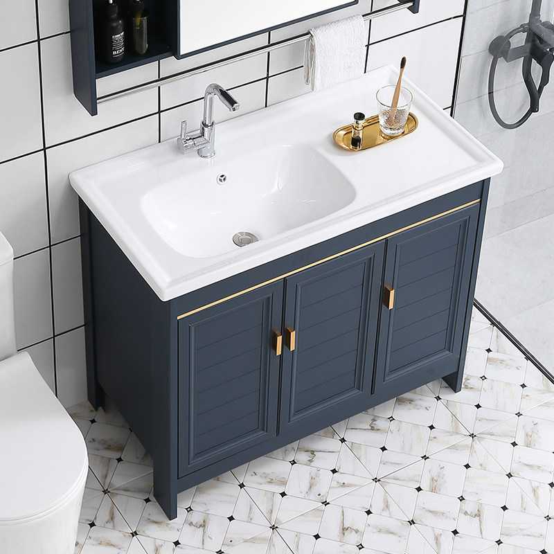 Bathroom cabinet combination wash basin washbasin washbasin floor-standing one-piece ceramic basin with washboard wash closet Basin