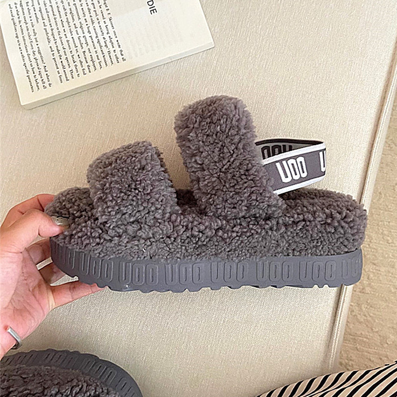 Sangpo's New Style Sheepskin and Wool Integrated Thick-Soled Wool Slippers for Women, Suitable for Outdoor Wear, Casual Versatile Wool Sandals