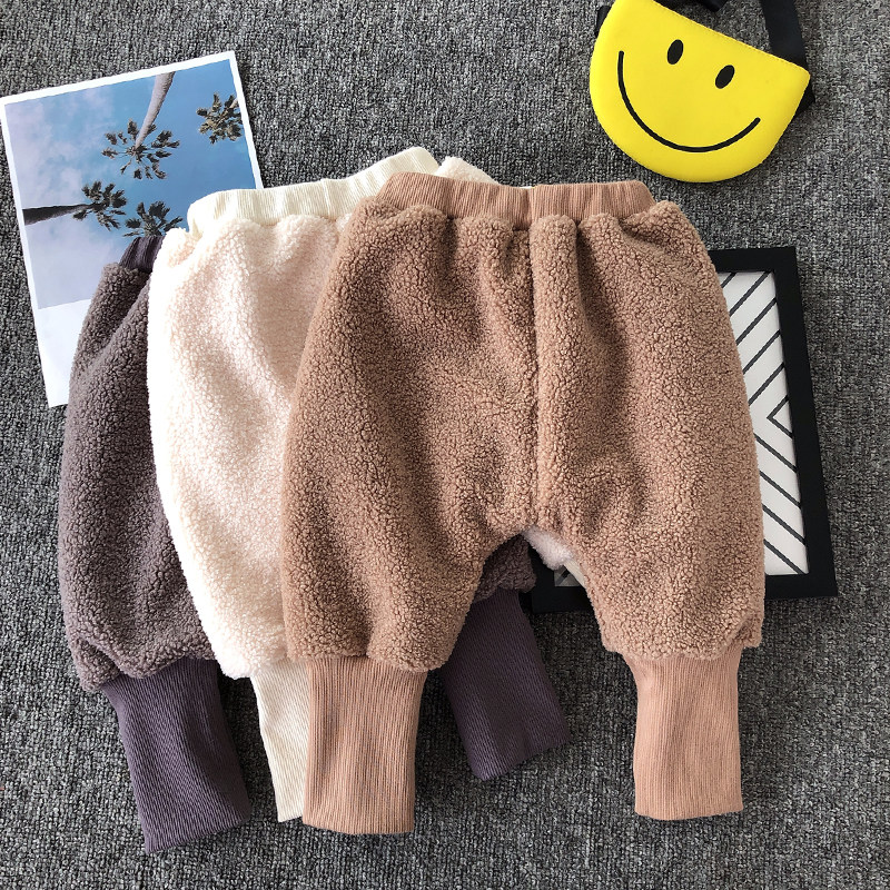 Baby Plus Suede Pants Big PP Pants Autumn Winter Foreign Pie Double Baby Kharen Pants Men And Women Children Winter Clothing Outwear