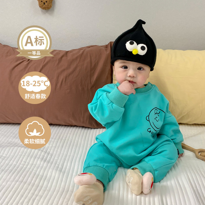 Net red male baby clothes spring dress suit foreign pie baby even body clothes spring autumn pure cotton out of the sea for khaclothes climbing clothes spring