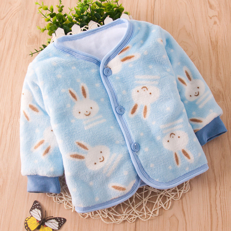 Baby warm blouse winter plus suede thickened female male baby cotton padded jacket newborn clothes cotton clothes for 0-6-12 months