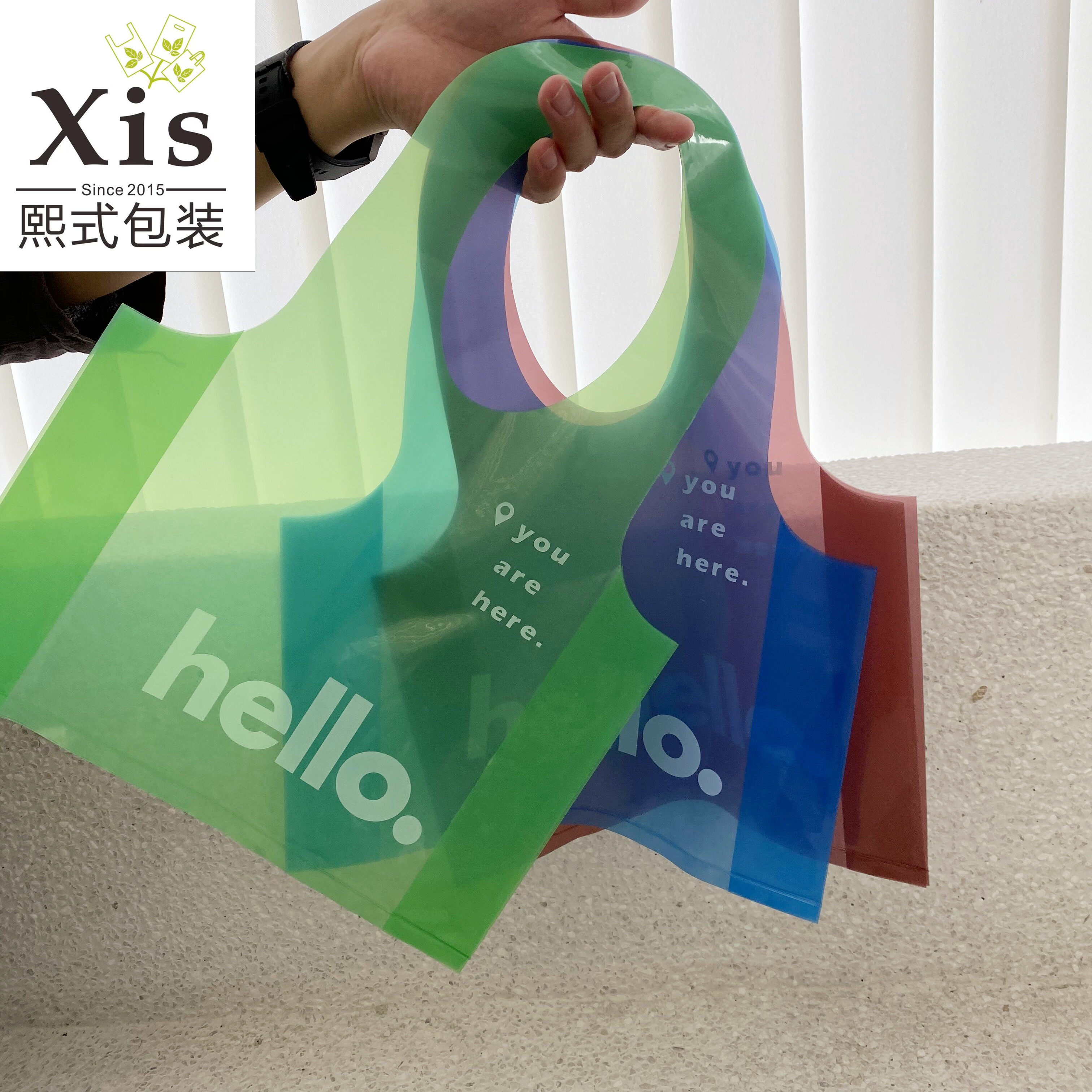 Personality Thickening Clothing Handbag Large Number Plastic Bag Mall Shopping Bag Transparent Color Packing Bag Gift Bag