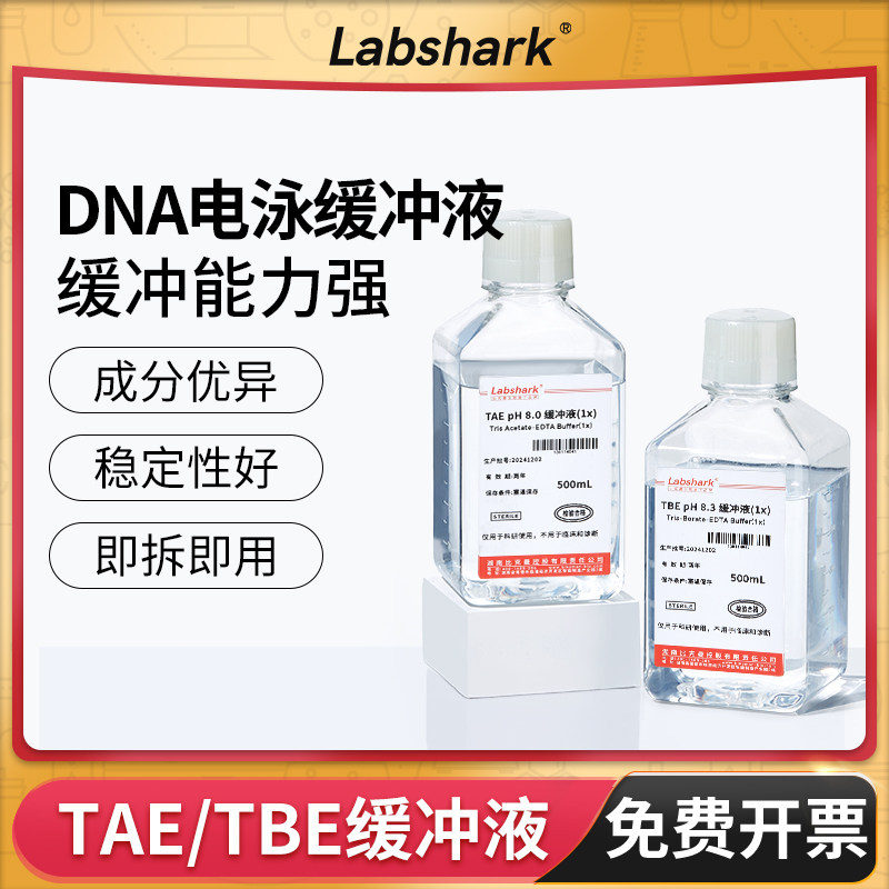Labshark TAE缓冲液TBE琼脂糖凝胶电泳缓冲液1X10X醋酸盐硼酸盐