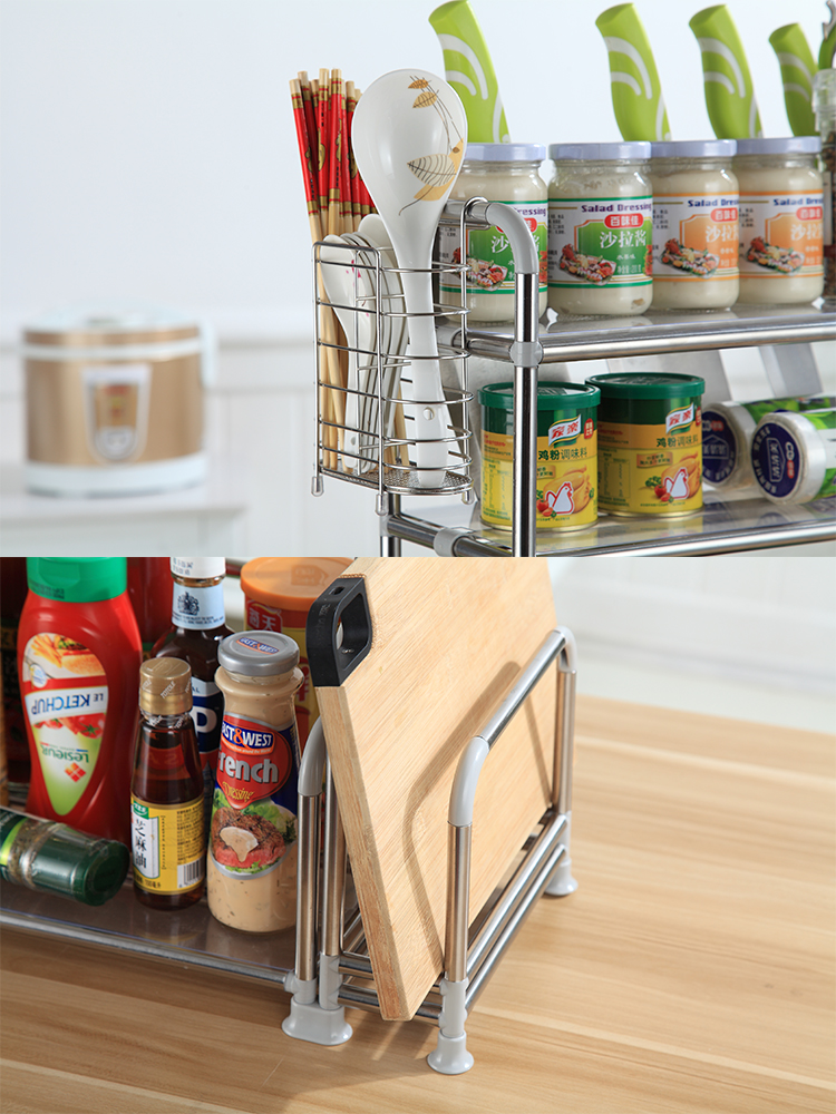 Kitchen shelving stainless steel seasoning chopsticks Supplies shelf Multi-layer cutting board tool holder containing floor shelf floor shelving shelf