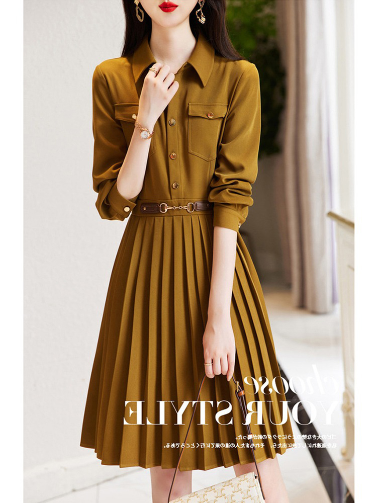 Foreign trade tail luxury international big -name withdrawal cabinet clipping label women's high -end temperament long -sleeved shirt dress Foreign trade tail luxury international big -name withdrawal cabinet clipping label women's high -end temperament long -sleeved shirt dress