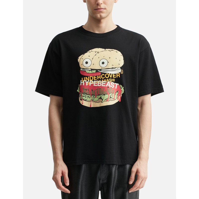 2026 Spring Undercover Collaboration New Cartoon Hamburger Eyes Japanese Style Print Unisex Short Sleeve T-Shirt