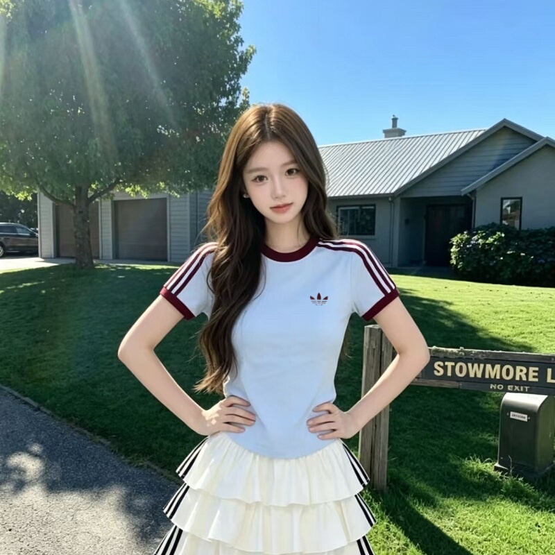 Big Brand Discount Area丨Limited Time Offer丨Summer Women's Sports Casual T-Shirt Slim Fit Pure Cotton Round Neck Short Sleeve