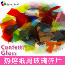 COE85 color hot melt paper scraps Glass shard manual microwave kiln chips Confetti Glass