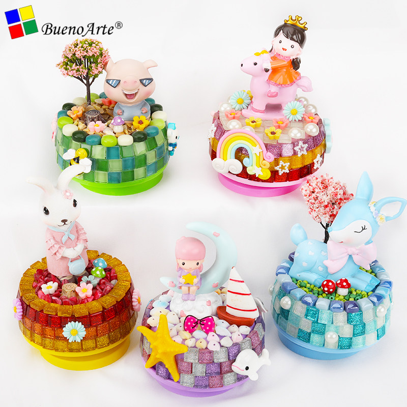 New Year's Spring Festival dreamy handmade music box diy material package mosaic warm-up homemade music box creative puzzle