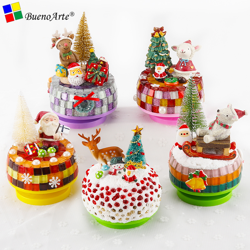 Christmas diy handmade mosaic music box material package Music box Creative warm field New Year Parent-child homemade