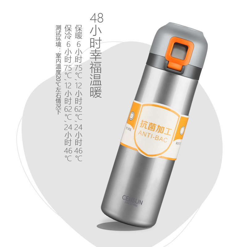 Advanced thermos cup stainless steel portable 480-CC men and women with cup lid Simple business car outdoor water Cup