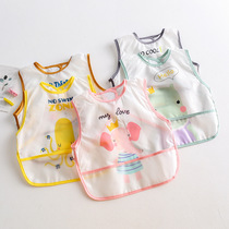 Baby eating bib waterproof summer thin sleeveless rice bag kindergarten cover wear childrens apron painting clothes