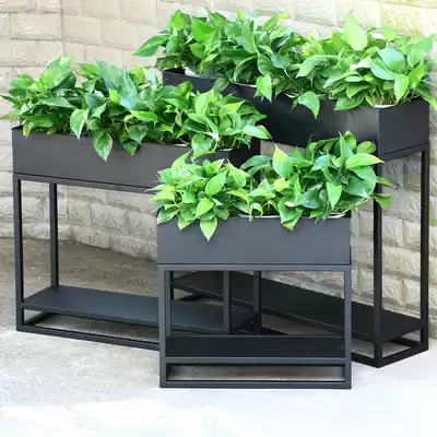 Outdoor flower rack Wrought iron partition flower box Balcony courtyard fence Rectangular flower trough sample house display center Outdoor fence combination