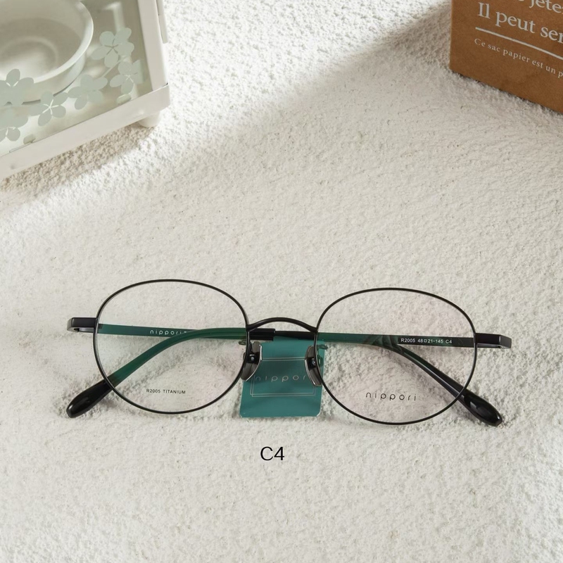 Ridgeli丨Highly Myopic Small Round Frame Glasses Frame, Width 48, Height 40, Matte Black, Ultra-Light Pure Titanium Eyeglass Frame
