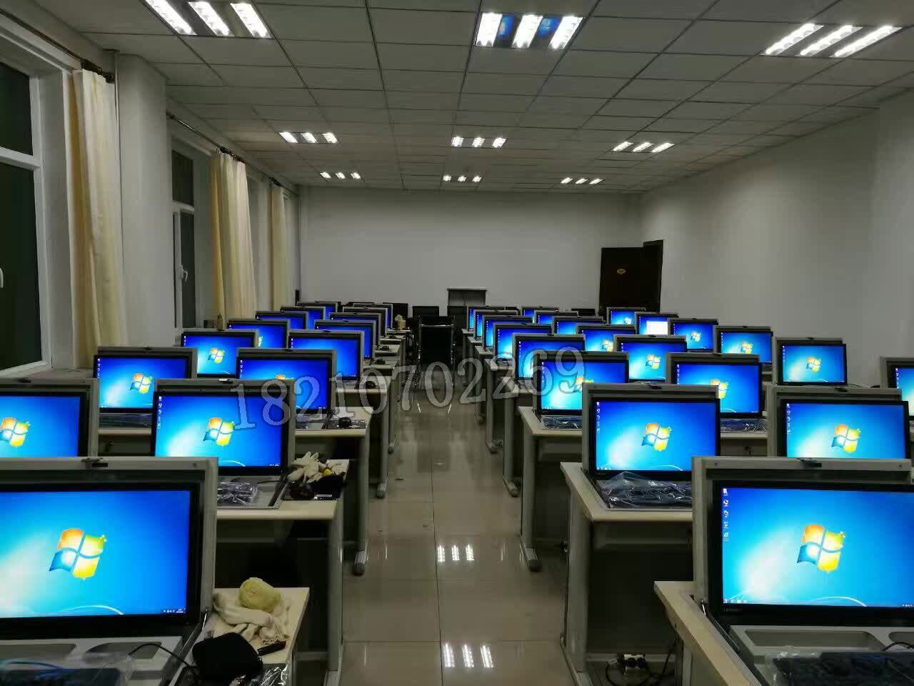 Flipped Computer Desk Electric Classroom Multimedia Training Desk Multifunction desk Hide semi-embedded computer desk set to do