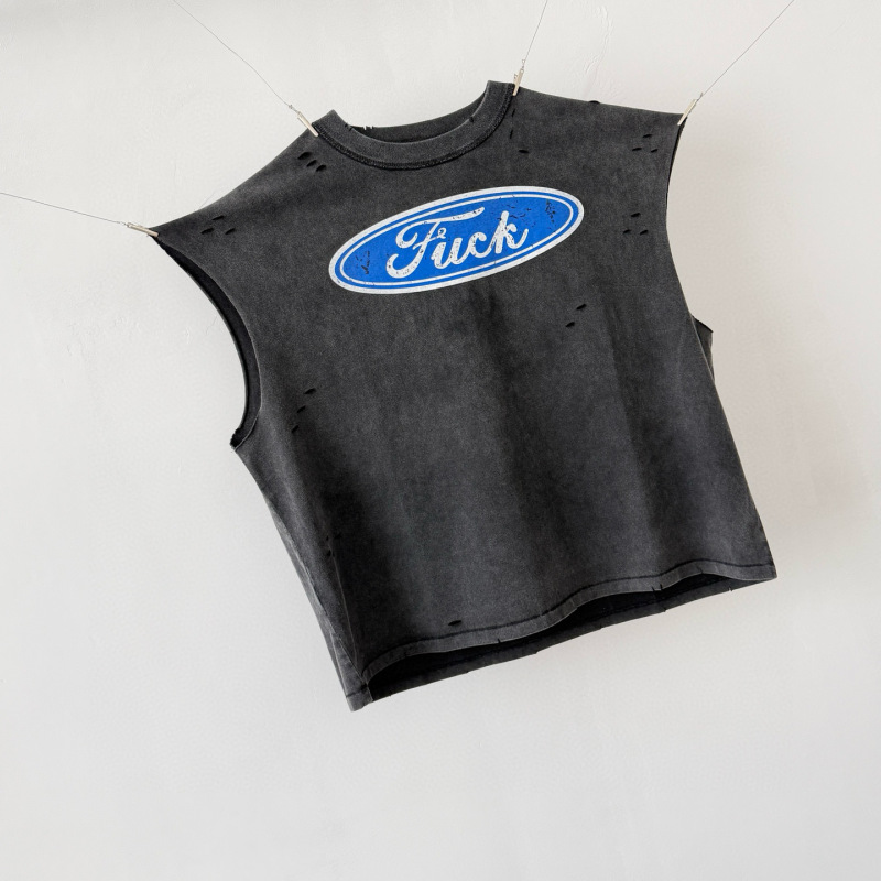 Limited Edition Heavy-Duty Wasteland-Style Distressed Vest with a Spoof Ford  Logo on the Back