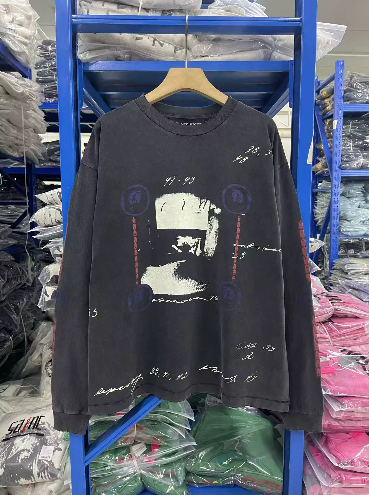 ENFANTS RICCHES DEPRIMES FW25 Ретро вымытая casual блуза с открытыми плечами, длинный рукав, для мужчин