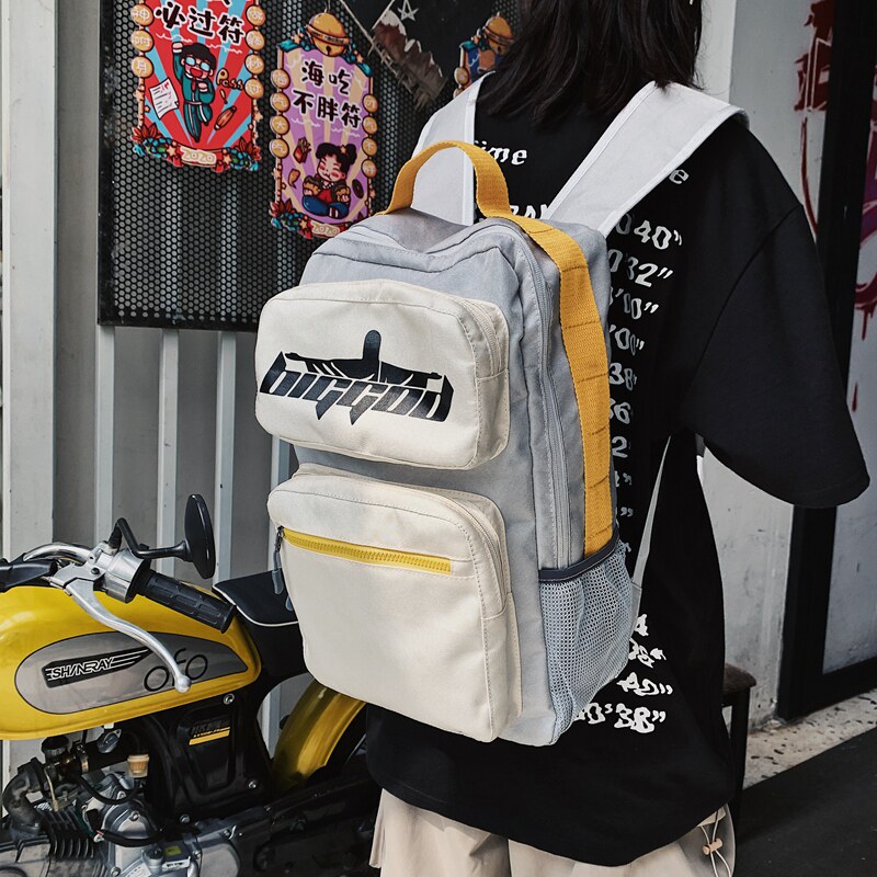 Hong Kong I Tgreg Double Shoulder Bag Women Tide Street Ins 100 lap hip hop Shoulder Bag Large Capacity High School Student School Bag Men