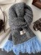 White lake blue contrasting tassel scarf for men and women Korean version autumn and winter warm shawl and scarf gift