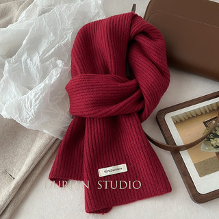 Cashmere Pure Cashmere Knitted Angora Red Scarf for Women Winter Neck Warmer Unisex Versatile Gift for the New Year