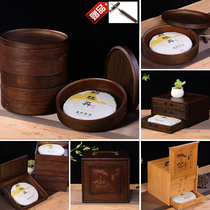 Jiuzhu tea set Puer tea cake storage box multi-layer White Tea Cake walnut color bamboo tea tray daily tea knife Tea Needle