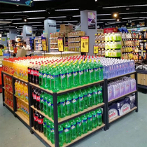Supermarket Promotion Table Headhead Shelf Zhongdao Milk Drink Show Frame Fooden Oil Three-layer Display Frame Steel Wood Land Reach