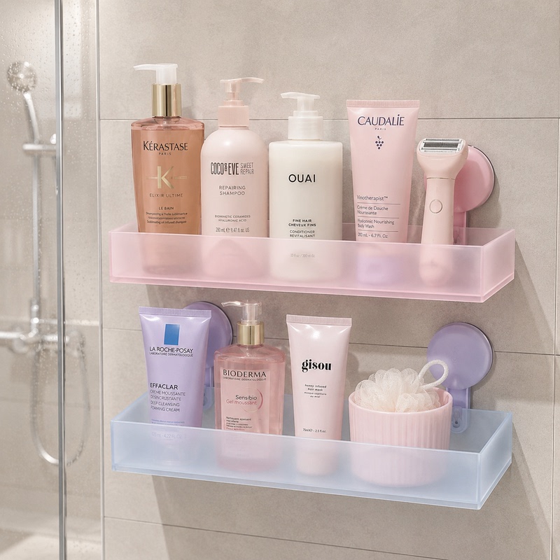 Acrylic Macaron Frosted Storage Rack Bathroom Dopamine Wall Rack Punch-Free Wall-Mounted Bathroom Storage Rack