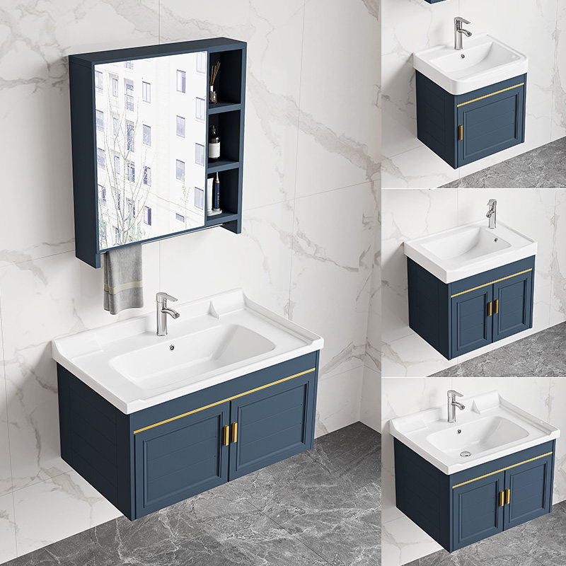 Bath Room Cabinet Handwashing Basin Cabinet Combo Mirror Cabinet Modern Home Washbasin Dressing Room Space Aluminum Small Wash Table Face Basin
