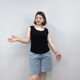 Plus size ຂອງແມ່ຍິງ camisole ສີຂາວຂອງແມ່ຍິງ summer ໄຂມັນ mm ພາຍໃນຮູບສີ່ຫຼ່ຽມມົນ ice silk bottoming pure cotton knitted sleeveless top