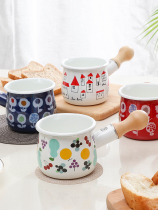  Japanese baby food supplement pot Baby porridge pot Household enamel non-stick pan Multifunctional childrens small milk pot Hot milk