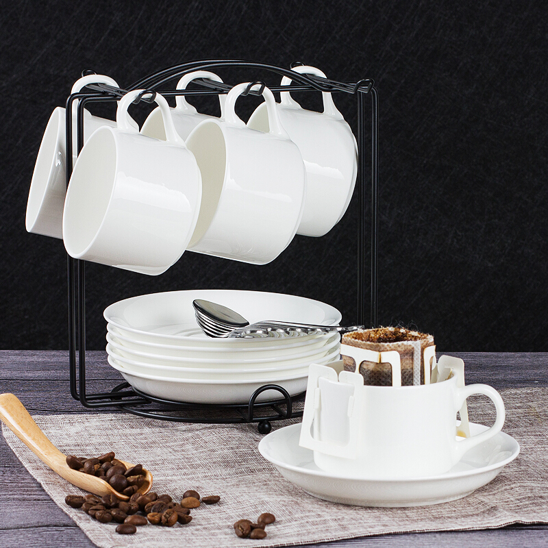 Eurostyle Ceramic Coffee Cup Dish Suit Brief Coffee Cup Suit 6 pieces with disc spoonful afternoon flower tea black tea cup