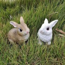 Outdoor Cartoon Cute Simulation Animal Sculptures Rabbit Resin Pendulum Pieces Garden Courtyard Decorate Fields Lawn